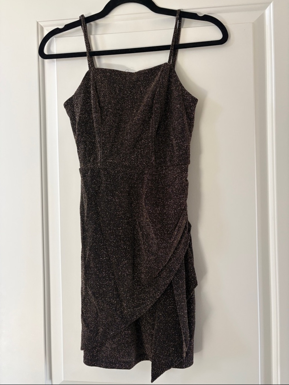 Lily Rose Shimmer Mini Dress in Dark Brown